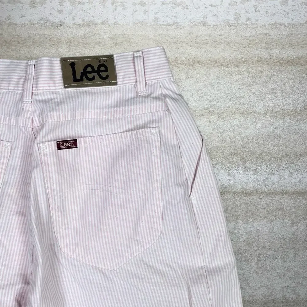 Vintage 90s Lee MR Casual Pants Womens 9 Baggy Taper Fit Pink White - Picture 3 of 5